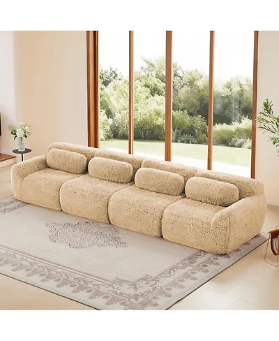 Streamdale Furniture Soft Fluffy Plush Boneless Sofa w/Ergonomic Design, Free Combination Buckle