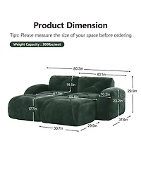 Streamdale Furniture U-shaped Boneless Sofa, Soft Velvet, Tufted, High Density Sponge
