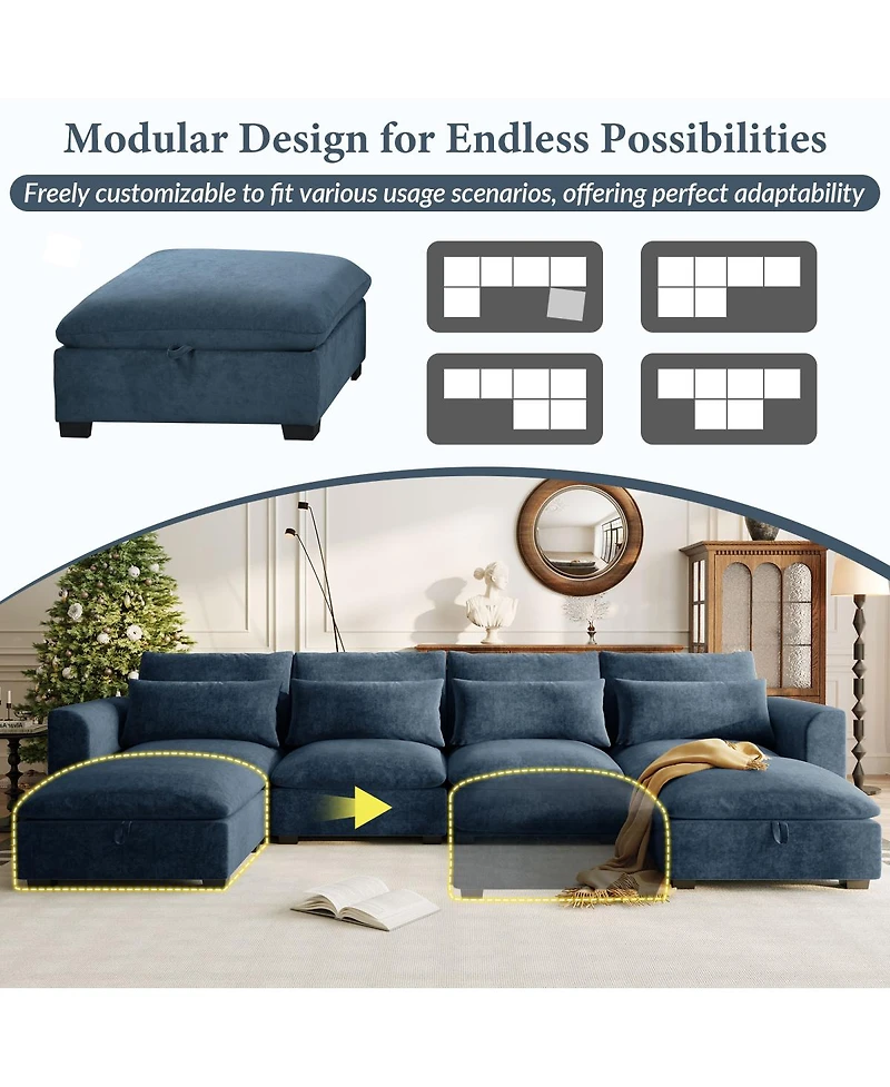 Streamdale Furniture U-shaped Modular Corner Sofa with Two Ottomans