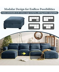Streamdale Furniture U-shaped Modular Corner Sofa with Two Ottomans