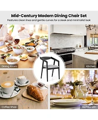 Gymax 2 Pcs Wooden Dining Chair w/ Rubber Wood Frame Armrests Padded Cushion