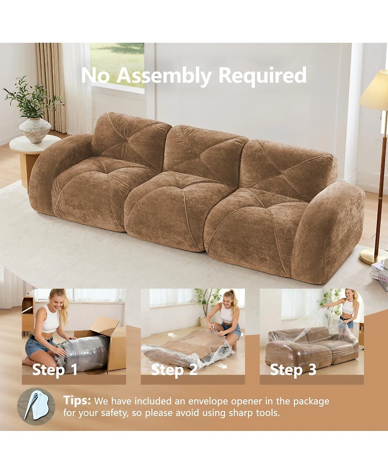 Streamdale Furniture Boneless Tufted Velvet Modular Sectional Sofa Couch