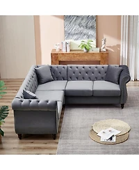 Streamdale Furniture 83.5" Oversized L-Shaped Sectional Sofa, 5-Seater Couch with 3 Pillows