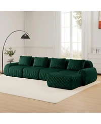 Streamdale Furniture Modern L-Shaped Flannelette Sectional Sofa with Movable Ottoman