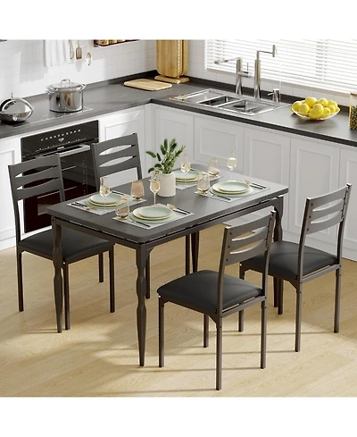 gaomon 5-Piece Industrial Dining Table Set, Modern Table & Chairs Set for 4, Compact Kitchen Set for Apartment