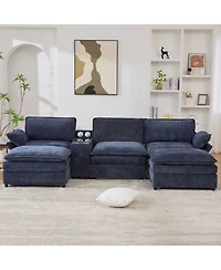 Streamdale Furniture U Shaped Modular Sectional Sofa with Storage, Charging, Speakers & More
