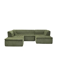 Streamdale Furniture 135" U-Shaped Modular Sectional Sofa with Chaise & Movable Ottoman