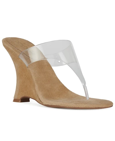 Jeffrey Campbell Women's Persistent Vinyl-Thong Wedge Heel Sandals
