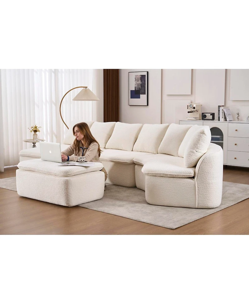 Streamdale Furniture 133" Modular U-Shaped Sectional Sofa with Removable Recliner