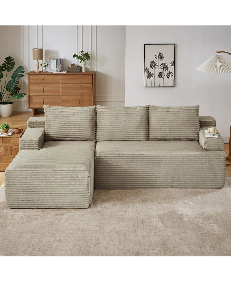 Streamdale Furniture L-Shaped Cloud Sectional Sofa, Camel