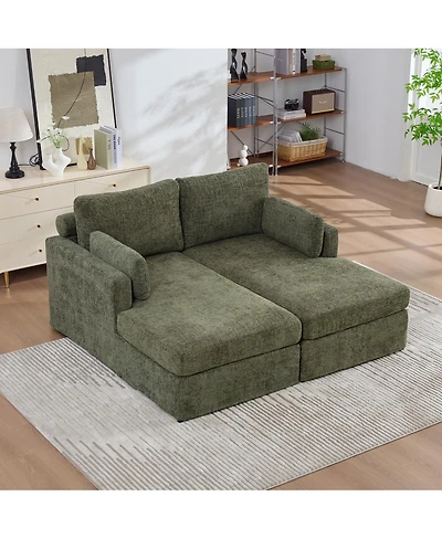 Streamdale Furniture Streamdale Green 63.39" Wide Combination Sofa Bed with Cushions and Metal Legs