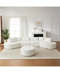 Streamdale Furniture Modular Chenille Sofa Set with 6 Pillows