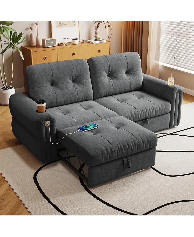 Streamdale Furniture Multi-functional 80.4" Chenille convertible sofa bed for living rooms bedrooms.