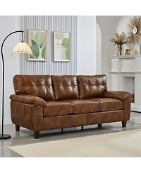 Streamdale Furniture 79" Three Seater Modern Faux Leather Sofa with Storage and Big Armrests