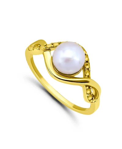 Macy's 1/4 cttw Cubic Zirconia 7mm Imitation Pearl Infinity Design Band