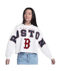 G-iii 4Her by Carl Banks Women's White Baltimore Orioles Bleachers Cropped Pullover Sweatshirt