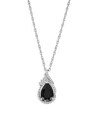 Macy's Onyx & White Topaz (1/4 ct. t.w.) Pendant Necklace in Sterling Silver