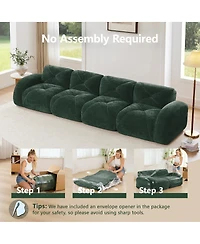 Streamdale Furniture 140" Green Velvet Tufted Boneless Sofa with Ergonomic Design, No Assembly