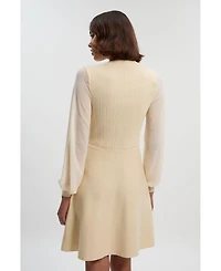 Karen Millen Women's Chiffon Sleeve Mini Knit Dress