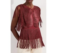Karen Millen Women's Draped Fringe Knitted Top