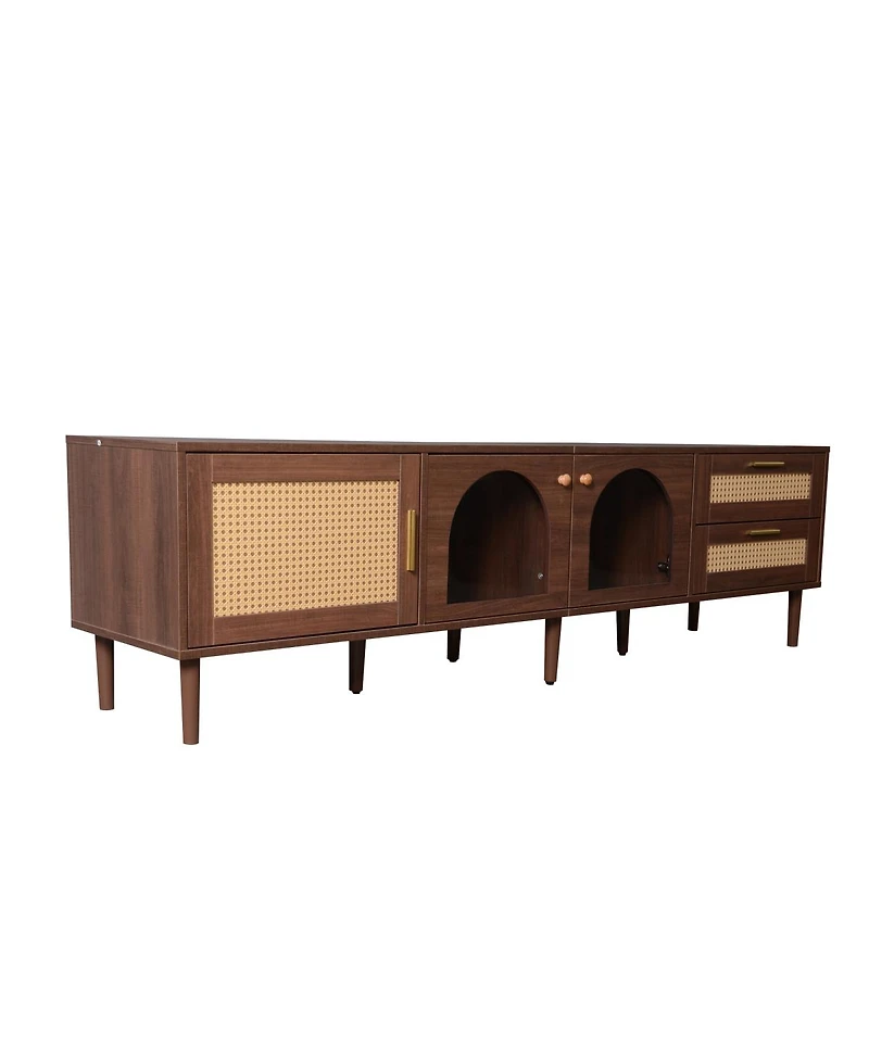 Streamdale Furniture 70" Tv Stand for TVs up to 80", Entertainment Center with Led Lights & Storage