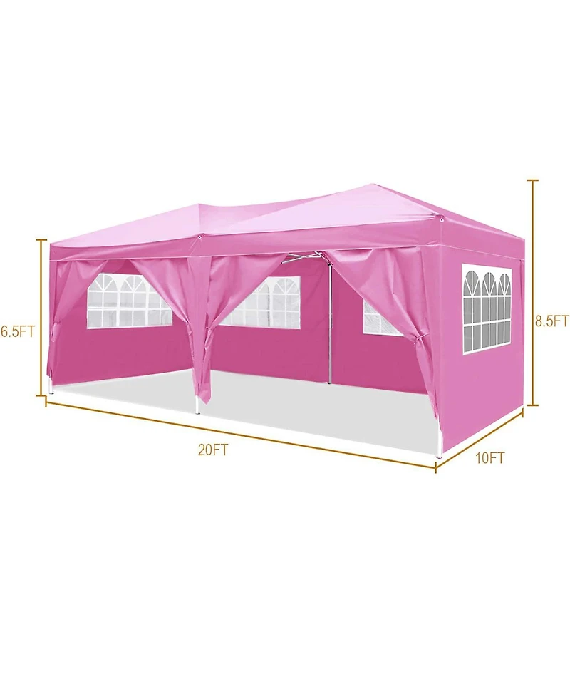Streamdale Furniture 10'x20' Folding Canopy with 6 Removable Sidewalls & Upf 50+ Gazebo