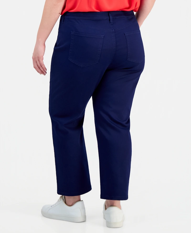 Jones New York Plus Lexington High Rise Crop Straight Leg Jeans