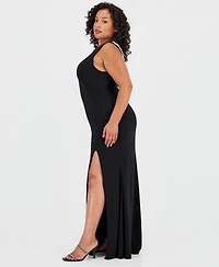 B Darlin Trendy Plus Scoop-Neck Shiny Knit Gown