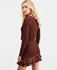 Bar Iii Women's Metallic-Knit Cropped Cardigan, Macy's Exclusive