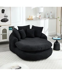 Streamdale Furniture Oversized Oval Upholstered Bean Bag Sofa with 5 Pillows & Wrap Around Backrest