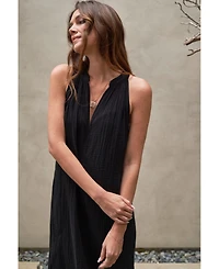 Ocean+Main Plus Sleeveless Gauze Midi Dress with Pockets