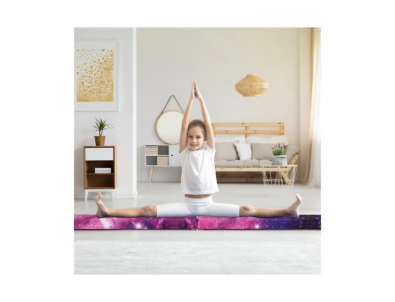 Hongge 9 Ft Folding Gymnastics Balance Beam with Anti-slip Base and Pine Wood Frame