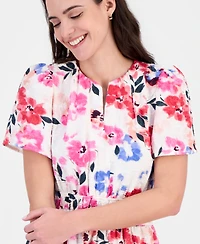 Robbie Bee Women's Short-Sleeve Elastic-Waist Midi Dress