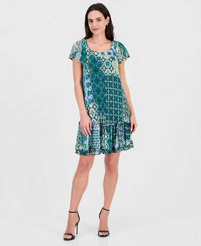 Robbie Bee Women's Short-Sleeve On/Off Shoulder Mini Dress