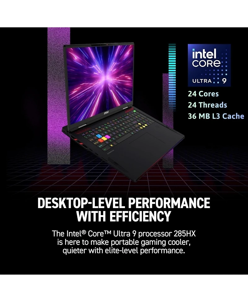 Msi Raider 18" Uhd 120Hz Gaming Laptop Intel Core Ultra 9 285HX Nvidia GeForce Rtx 5090 64GB Ram 2TB Ssd Storage Windows 11 Home