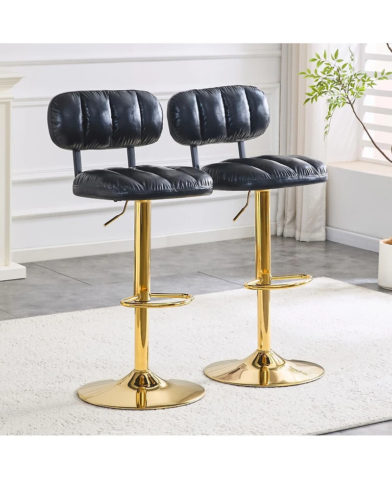 Streamdale Modern Adjustable Pu Leather Bar Stools (Set of 2)