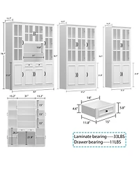 Homsee 3 in 1 Luxurious Large Bookcase with 30 Shelves & Doors
