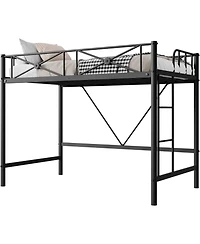 gaomon Metal Loft Bed Twin Size, Modern Heavy Duty Loftbeds with Safety Guard Rails & Space-Saving Design, Steel Beds for School, Bedroom