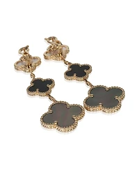 Pre-Owned Van Cleef & Arpels Yellow Gold Mother Of Pearl and Onyx Magic Alhambra Earrings