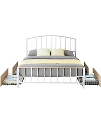gaomon Full Metal Bed Frame With Headboard and Footboard 4 Storage Drawers No Box Spring Space Saving