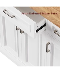 Streamdale Furniture 54" White Kitchen Island with Drop Leaf, 4 Doors, 3 Drawers, on Wheels