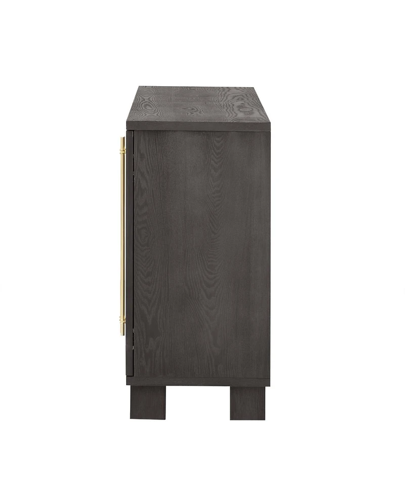 Streamdale Furniture Taupe Wood Sideboard Cabinet with Adjustable Shelves & Gold Handles