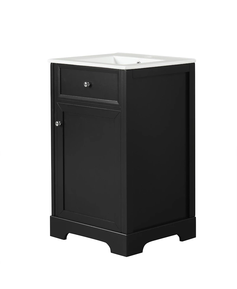 Sillysis 20" Bathroom Vanity with Ceramic Sink, Soft Closing Door & Storage Rack, Freestanding Cabinet for Small Bathrooms