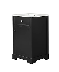 Sillysis 20" Bathroom Vanity with Ceramic Sink, Soft Closing Door & Storage Rack, Freestanding Cabinet for Small Bathrooms
