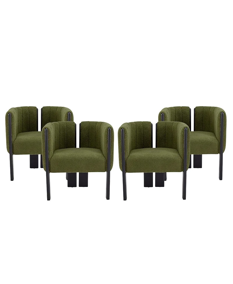 Streamdale Furniture Dining Chairs Set of 4, Modern Olive Boucle Fabric, Rubber Wood Frame
