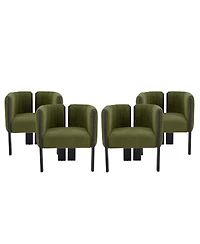 Streamdale Furniture Dining Chairs Set of 4, Modern Olive Boucle Fabric, Rubber Wood Frame