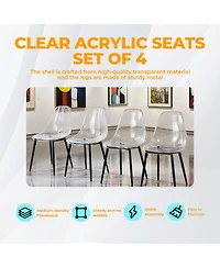 Streamdale Furniture Contemporary Transparent Dining Chair with Metal Legs