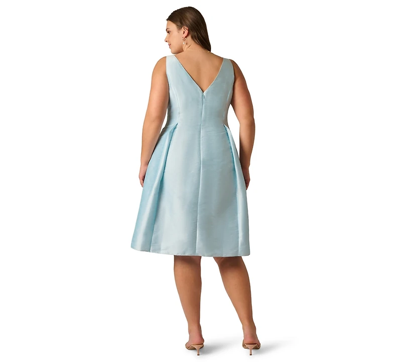 Adrianna Papell Plus Boat Neck Midi Dress