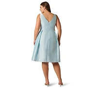 Adrianna Papell Plus Boat Neck Midi Dress