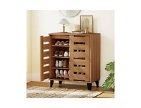 Slickblue 4-Tier Farmhouse Shoe Cabinet with Louvered Doors